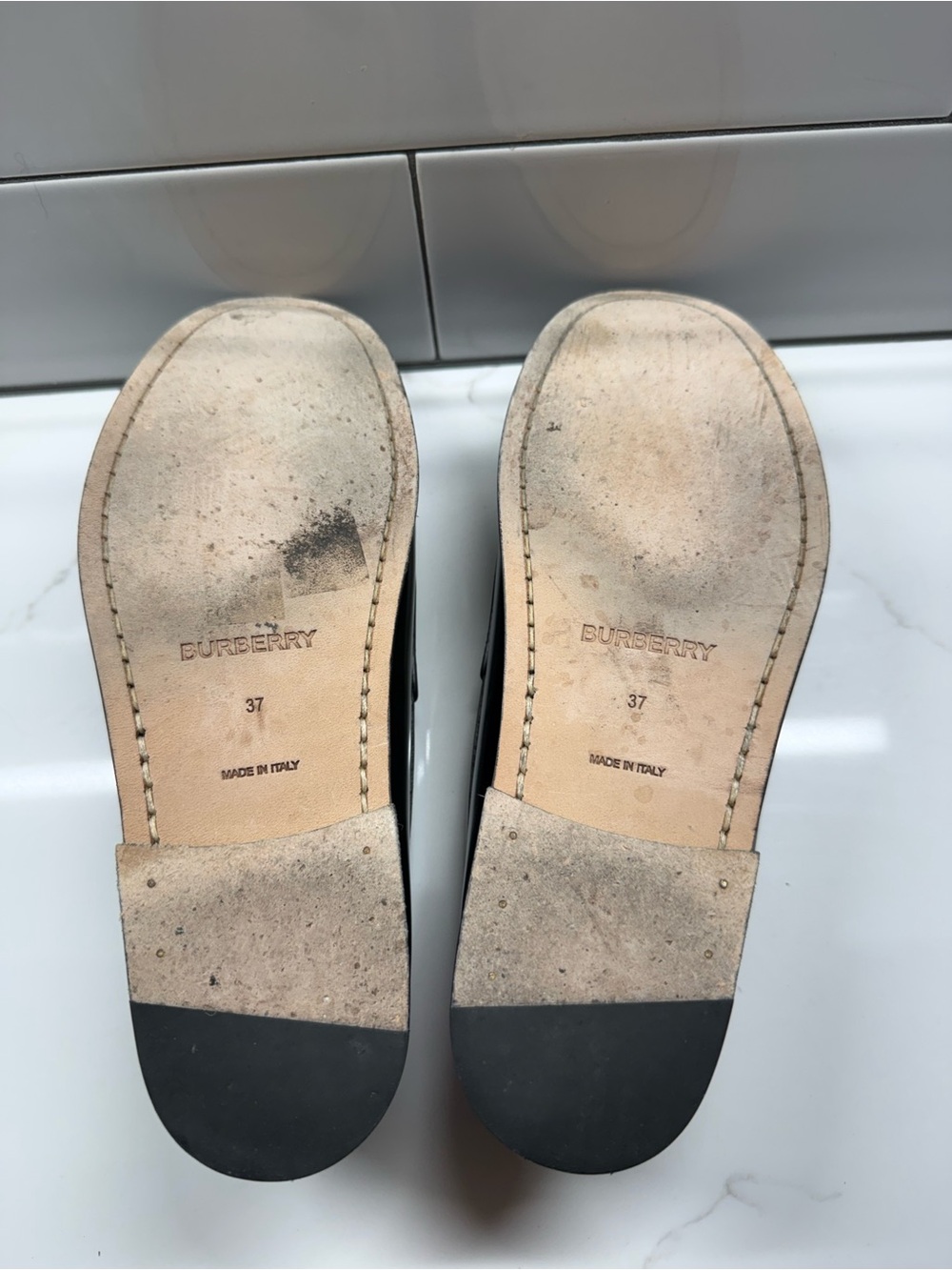Burberry Black Leather Penny Loafers - Women's - Picture 4 of 4